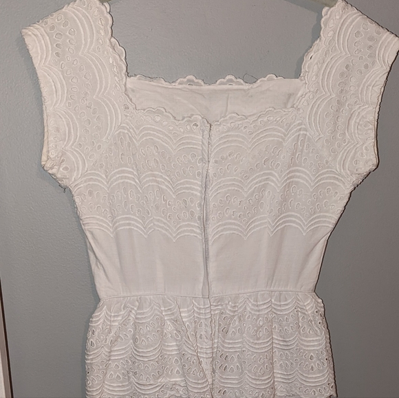Women's 1950's Vintage white cotton lined lace dress xs/s EUC - Picture 11 of 16
